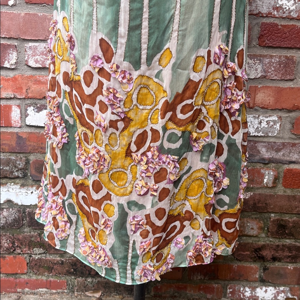 NWT Diane VonFurstenberg Silk Beaded One-Shoulder Striped & Floral Dress size 8 - Picture 3 of 10